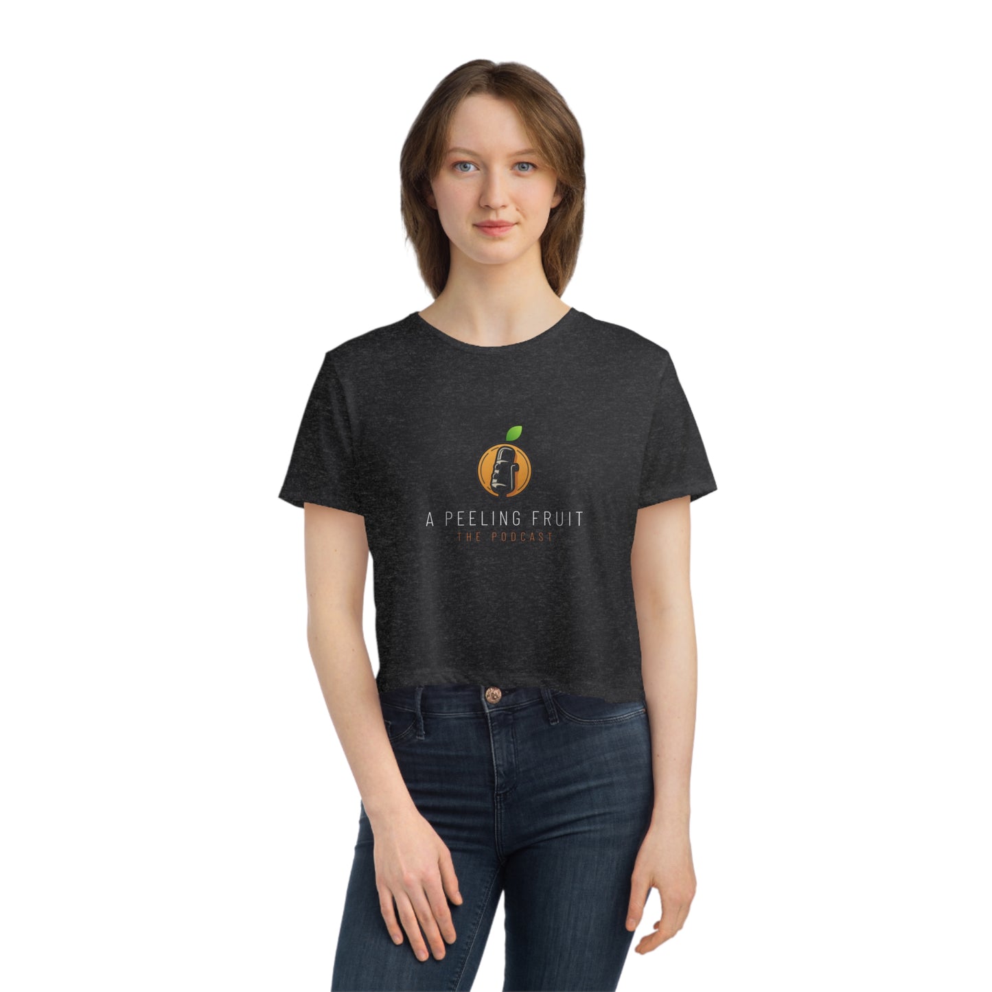 A Peeling Fruit Podcast Women's Flowy Cropped Tee