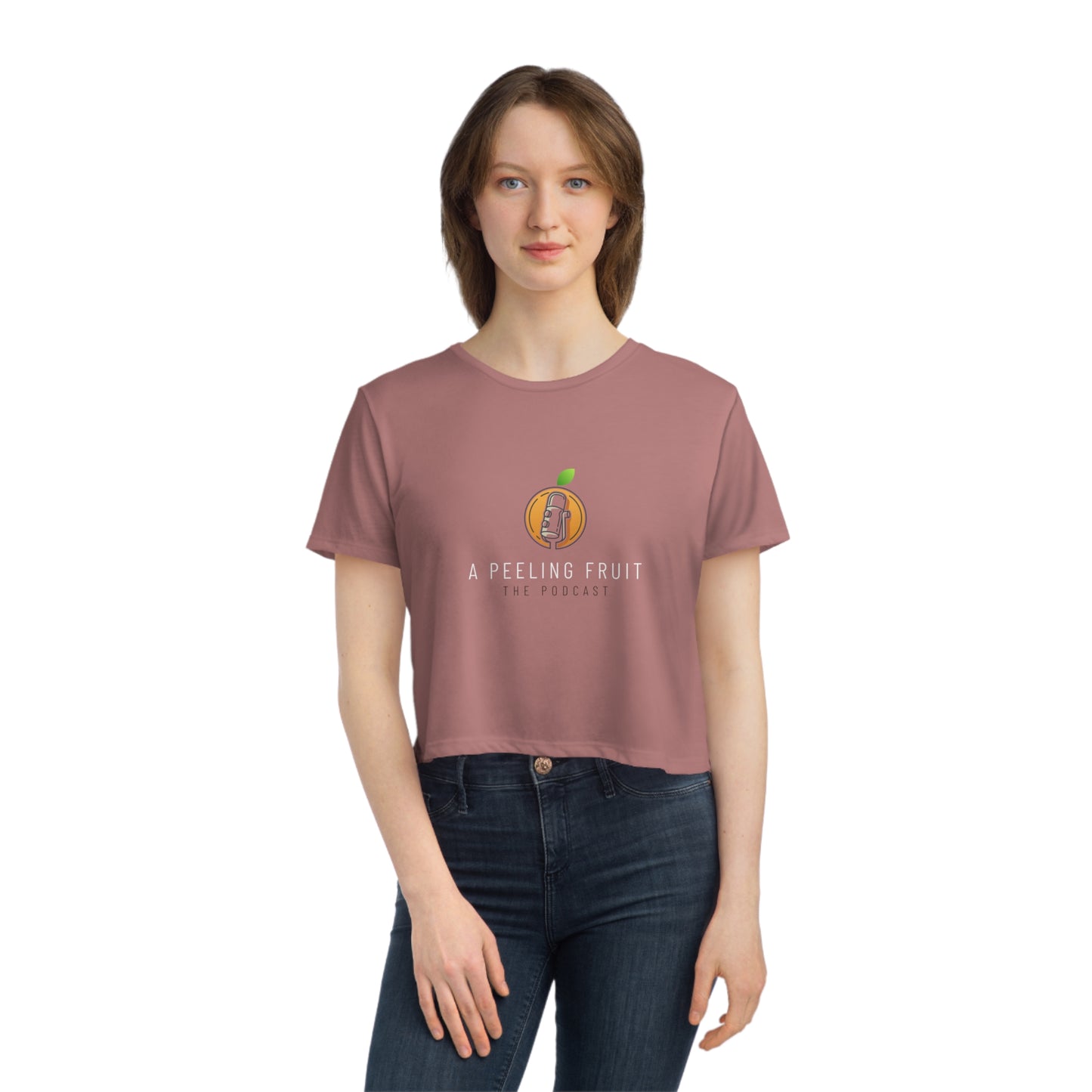 A Peeling Fruit Podcast Women's Flowy Cropped Tee