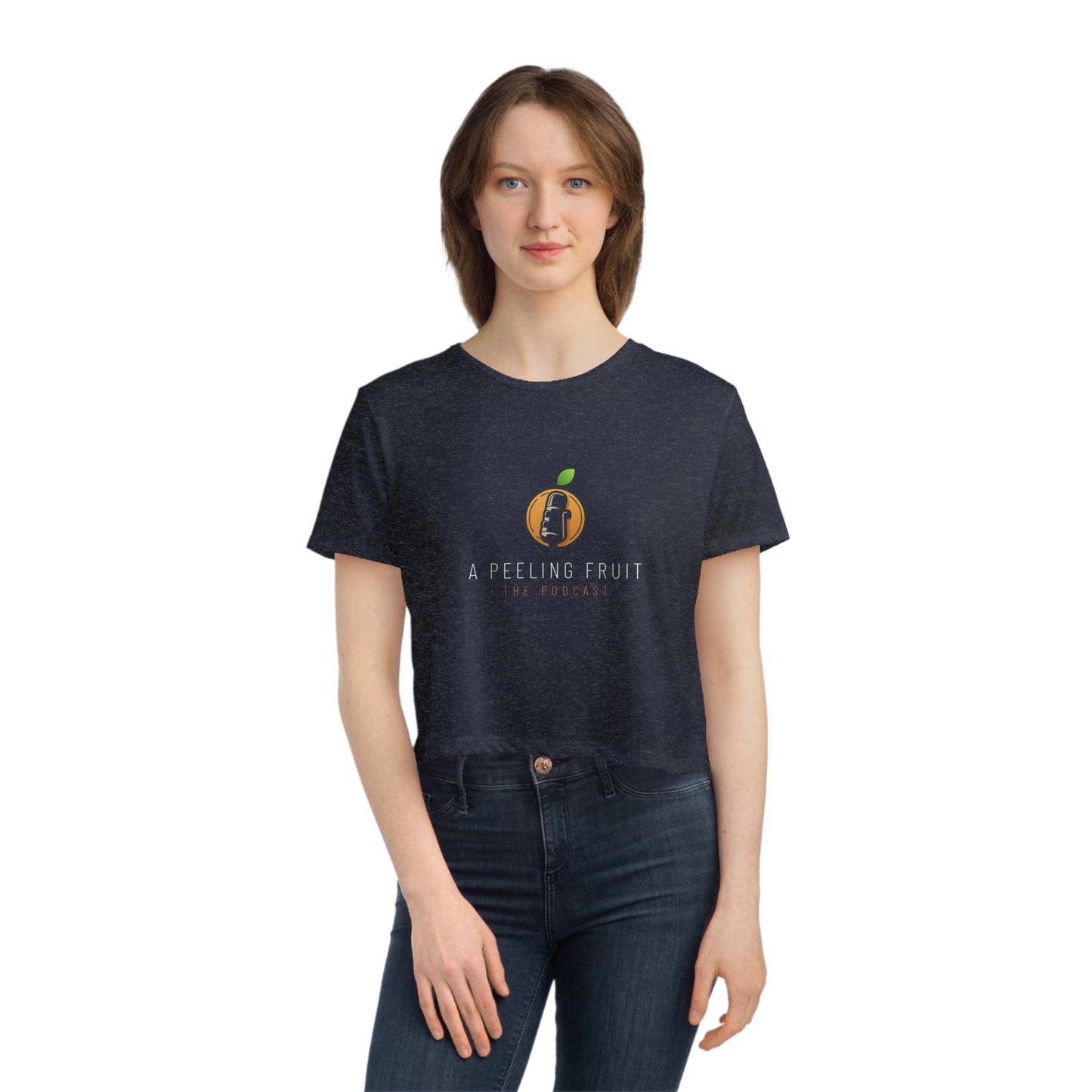 A Peeling Fruit Podcast Women's Flowy Cropped Tee