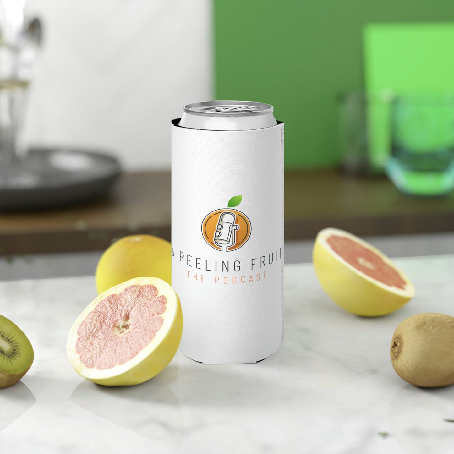 A Peeling Fruit Podcast Slim Can Cooler