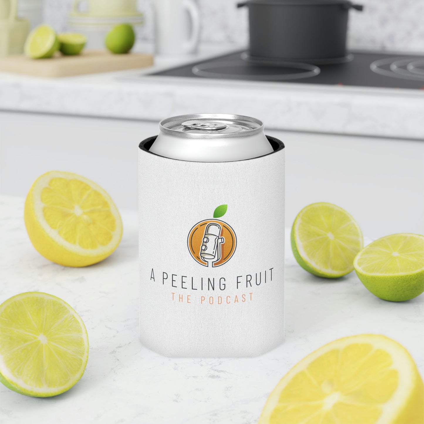 A Peeling Fruit Podcast Can Koozie